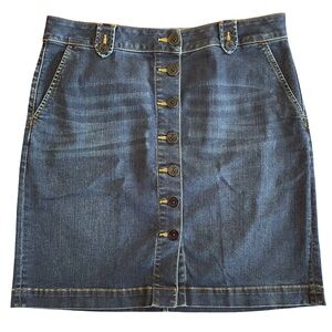 Denim Button-Front Skirt w/ Nautical Buttons